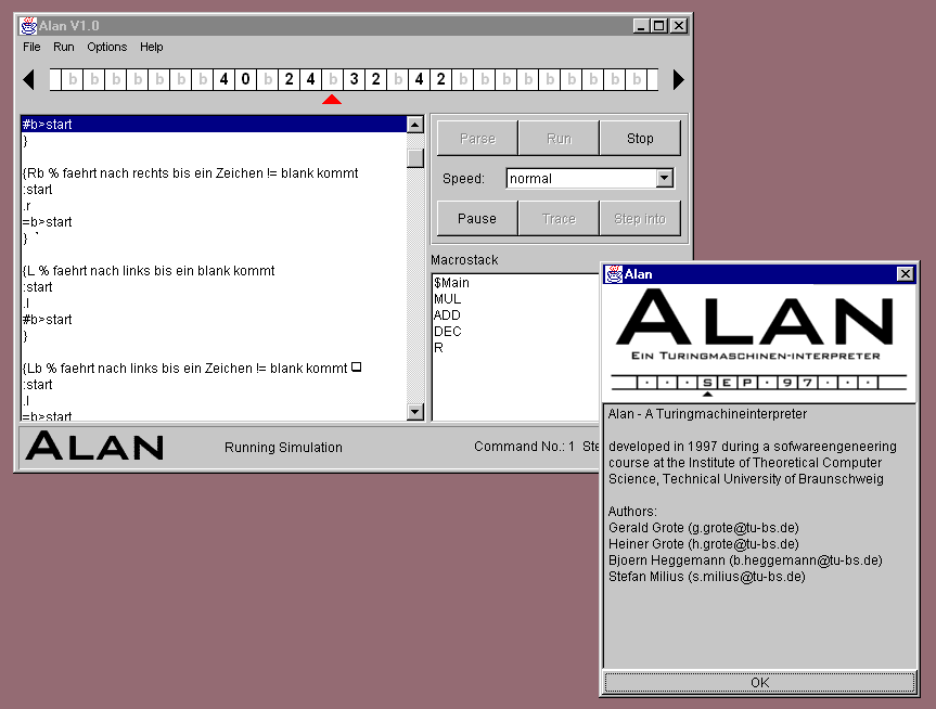 Screenshot der Oberfl&auml;che.